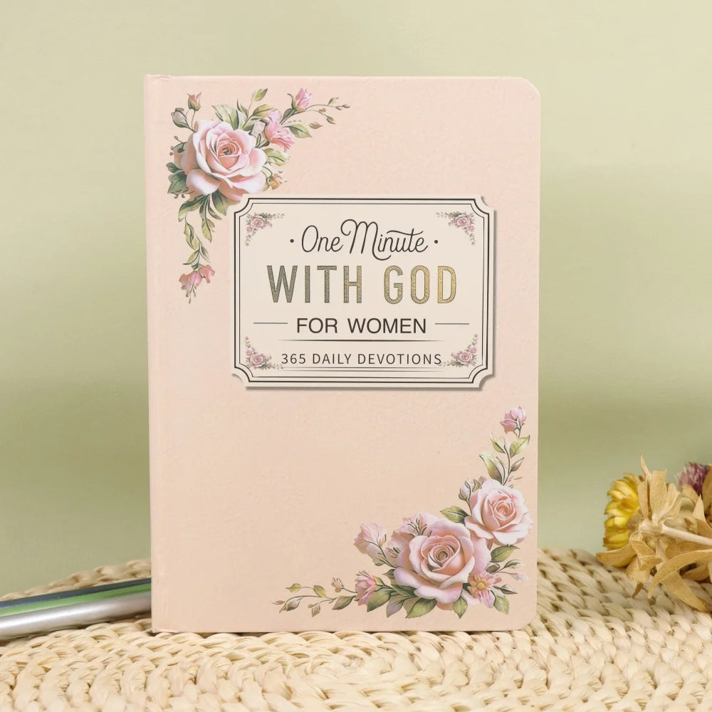 Women's Devotional Journal "One Minute with God" | 365 Daily Devotions | Pink Rose Cover | Faith Growth Gift