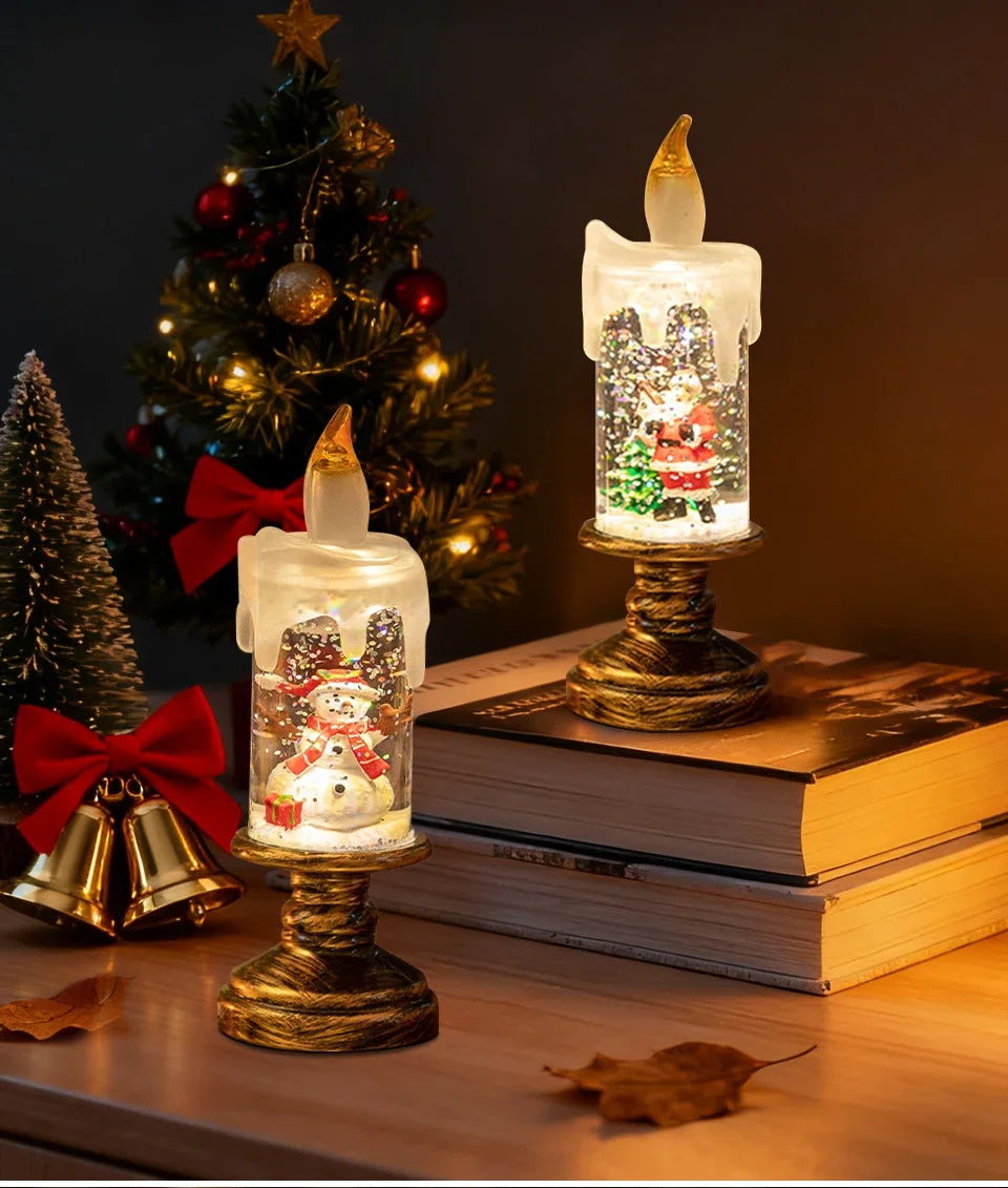 Creative Flameless LED Candle Light Christmas Room Decoration Candle Light Gift Battery Powered Candlestick Lamp Ornaments Light