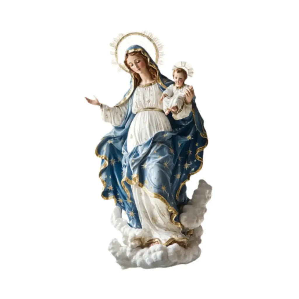 EeChristmas Decor Virgin Mary Statue With Infant Jesus Desktop Nativity Display