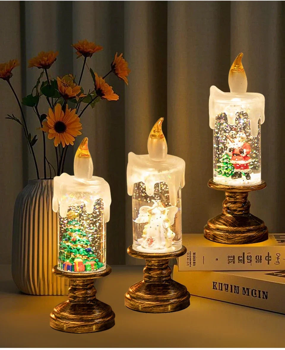 Creative Flameless LED Candle Light Christmas Room Decoration Candle Light Gift Battery Powered Candlestick Lamp Ornaments Light