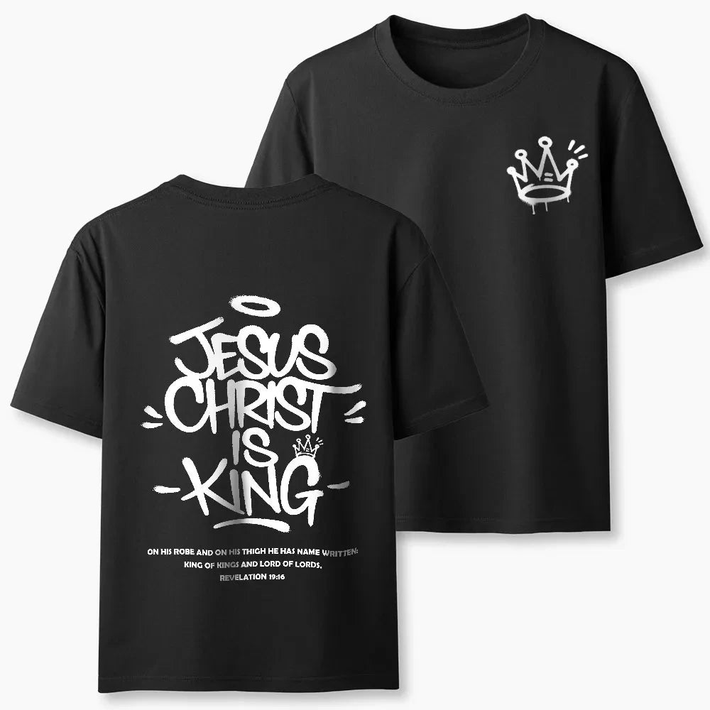 2026 New Style Jesus Christ Is King Christian High-quality Casual Breathable T-shirt for Both Men's Clothing Women Summer TShirt