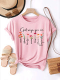 Christian Inspired Floral Print Women'S T-Shirt God Says You Arew Vibrant Flowers Casual Crew Neck Sleeve Comfort Wear Clothing