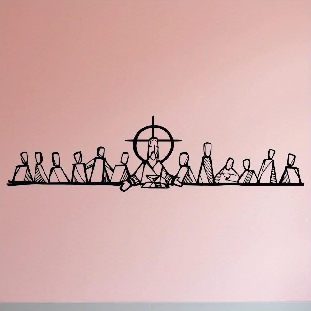 Christian Home Decor Metal Wall Art - Inspirational Last Supper Black Silhouette Living Room Hanging Artwork