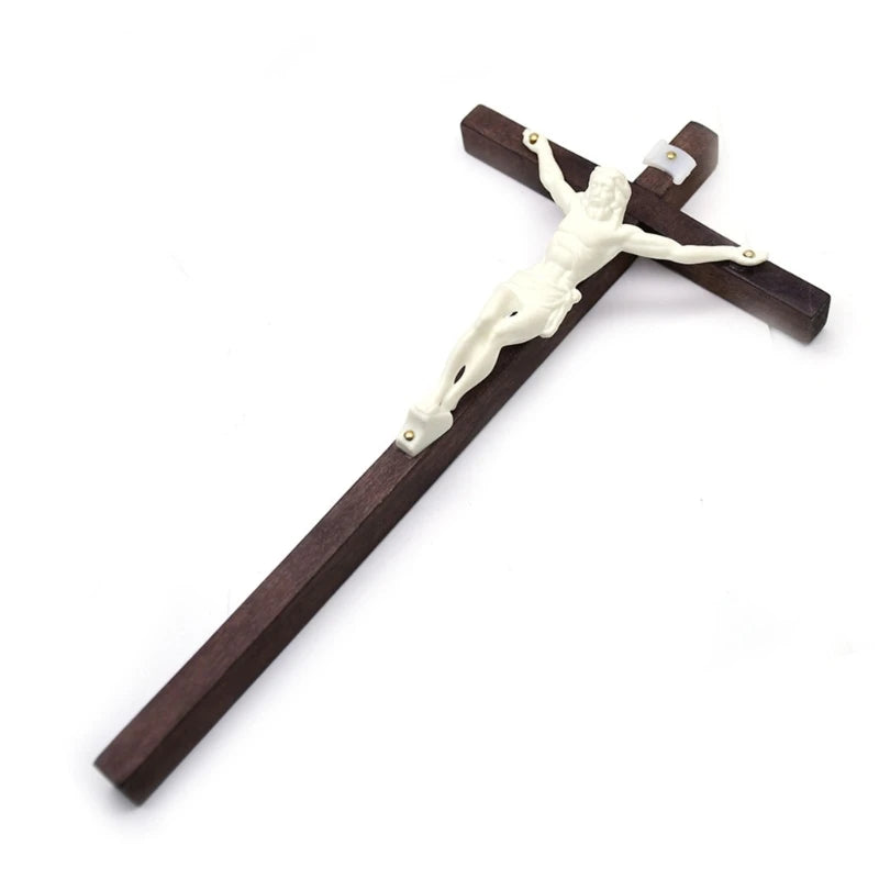 Crucifix Wall Cross Solid Wooden Catholic Cross Decor For Wall Christian Prayer Hand Holding Cross Home Office Decor