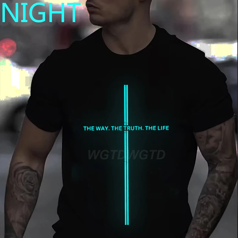 Christianity Jesus Men Women T-Shirts The Way The Truth The Life Luminous Style T-Shirt Unisex Bible Verses Christian Gift Tee