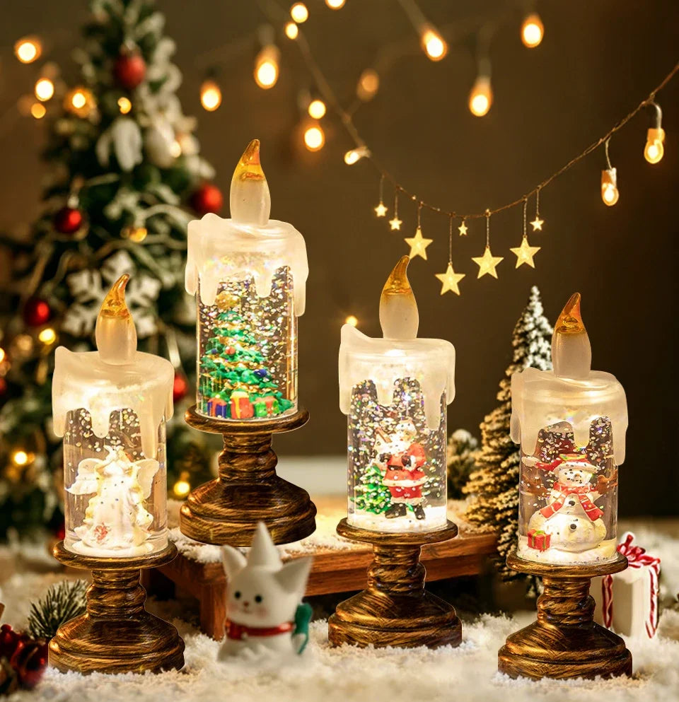 Creative Flameless LED Candle Light Christmas Room Decoration Candle Light Gift Battery Powered Candlestick Lamp Ornaments Light