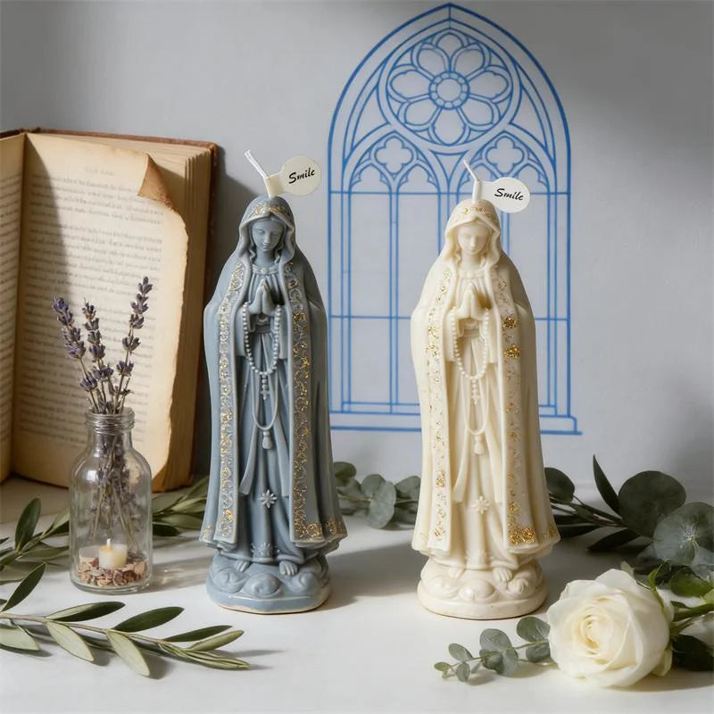 Religious Our Lady of Fatima Prayer Maria Sculptural Candle Silicon Mold Christian Virgin Mary Mother Guadalupe Craft Cast Decor