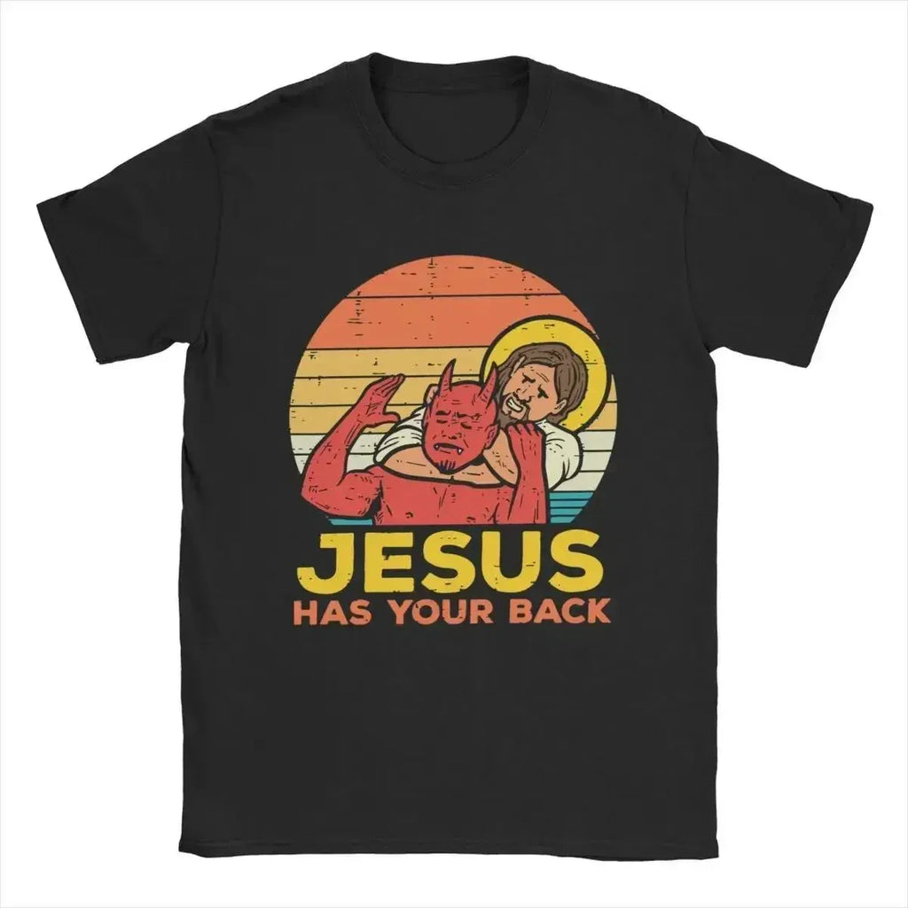 Jesus Has Your Back Jiu Jitsu Retro Christian T Shirts Women and MenVintage Short Sleeve Tops T Shirt Graphic Aesthetic Clothes