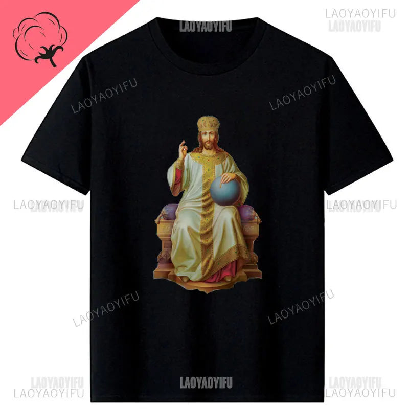 Jesus Christ Pantocrator Icon Sinai Orthodox Christian Man Gift Printed T-Shirt Summer Women Short Sleeve O-Neck Unisex T Shirt