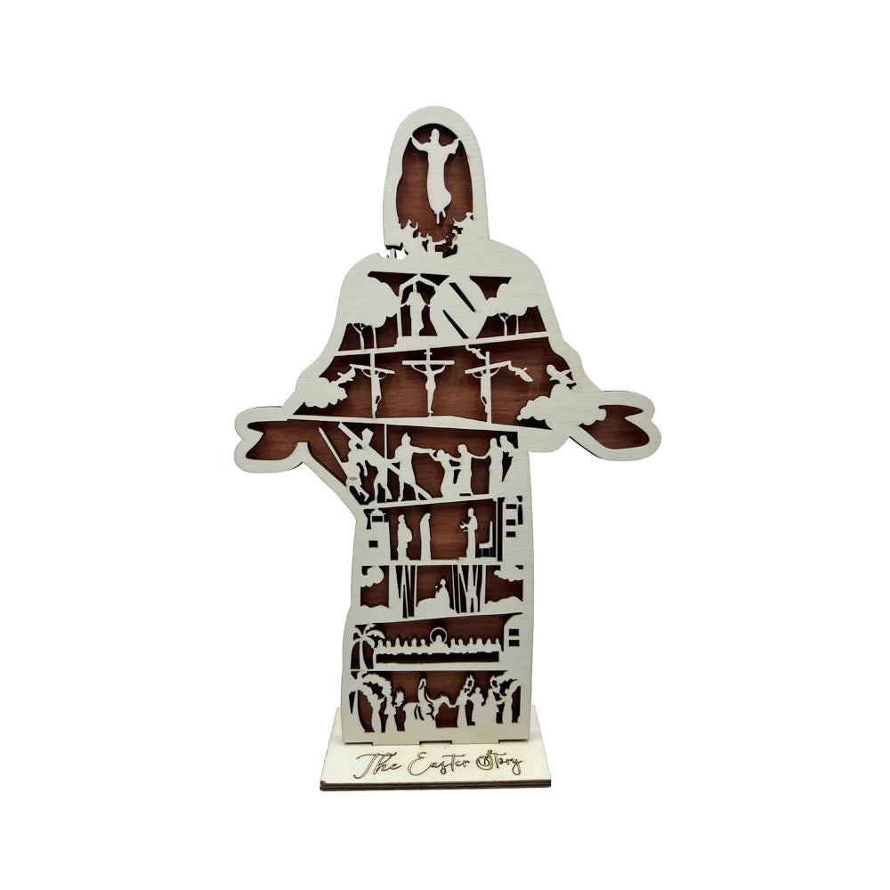 1PC Religious Easter Home Decor, He is Risen Jesus Christ Sign, The Easter Story, Christianity Shelf Sitter, Christian Decoratio
