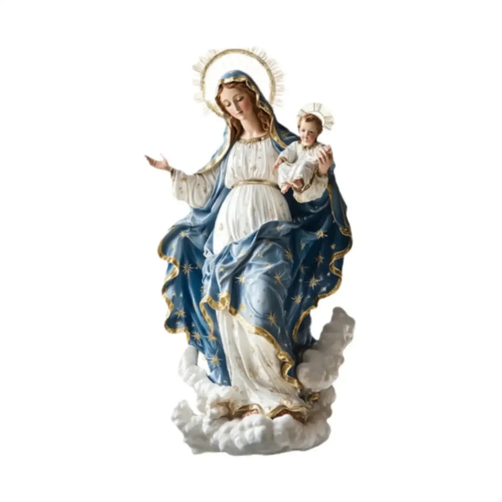 EeChristmas Decor Virgin Mary Statue With Infant Jesus Desktop Nativity Display