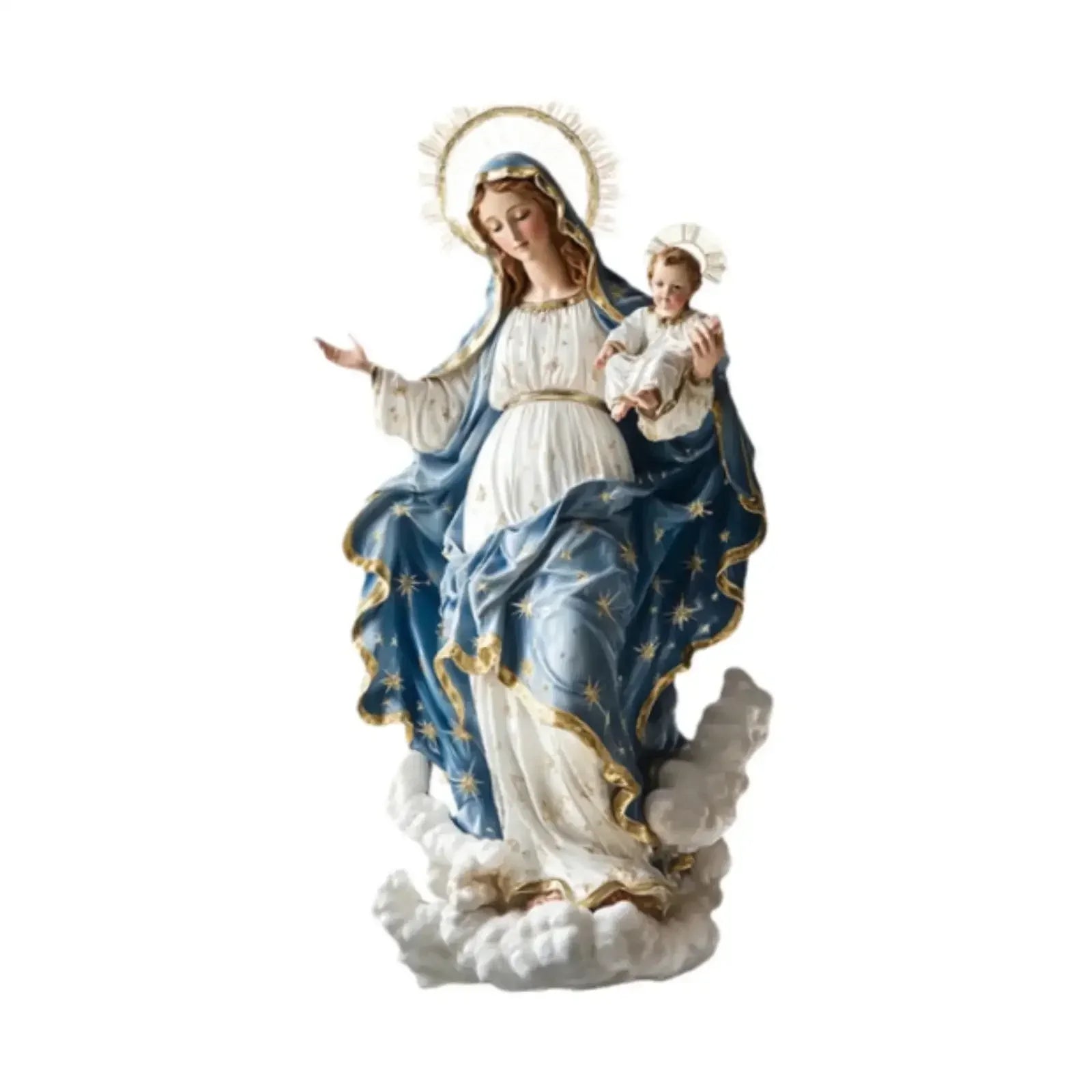 EeChristmas Decor Virgin Mary Statue With Infant Jesus Desktop Nativity Display
