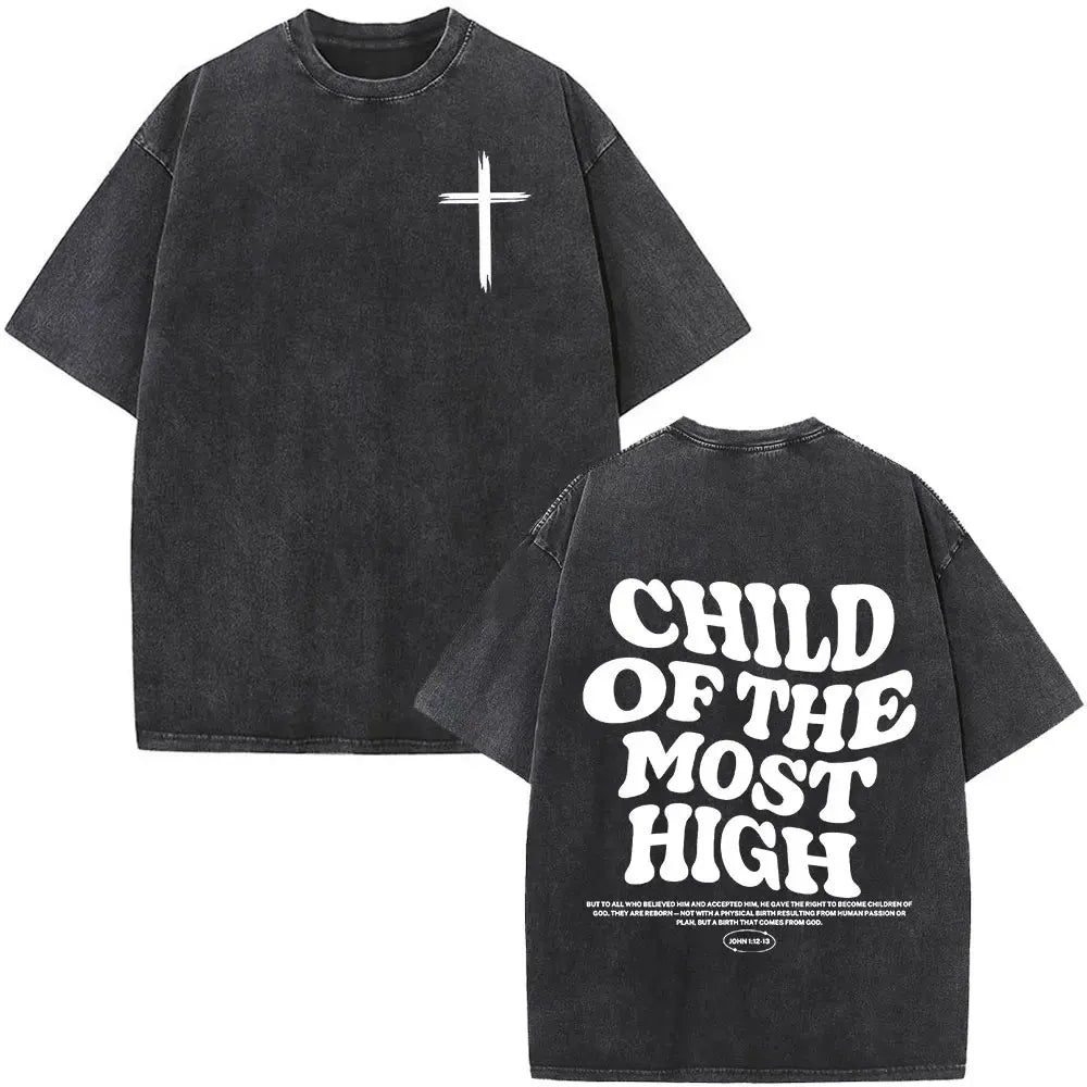Christian Jesus Forgive Them Father Bible Vintage Washed T-shirts Men's Women Gothic Fashion Oversized T Shirts Tops Streetwear