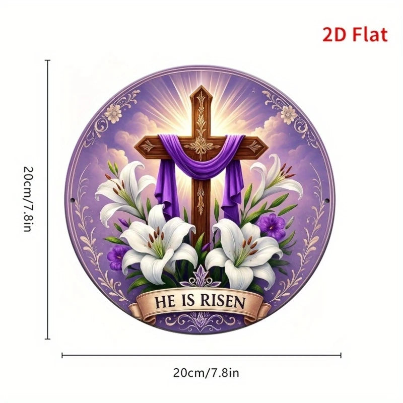 20CM 1PCS 2D Christianity Cross Wooden Disc Furniture Hanging Wall Decoration Church Decoration Easter Decoration Gift Faith