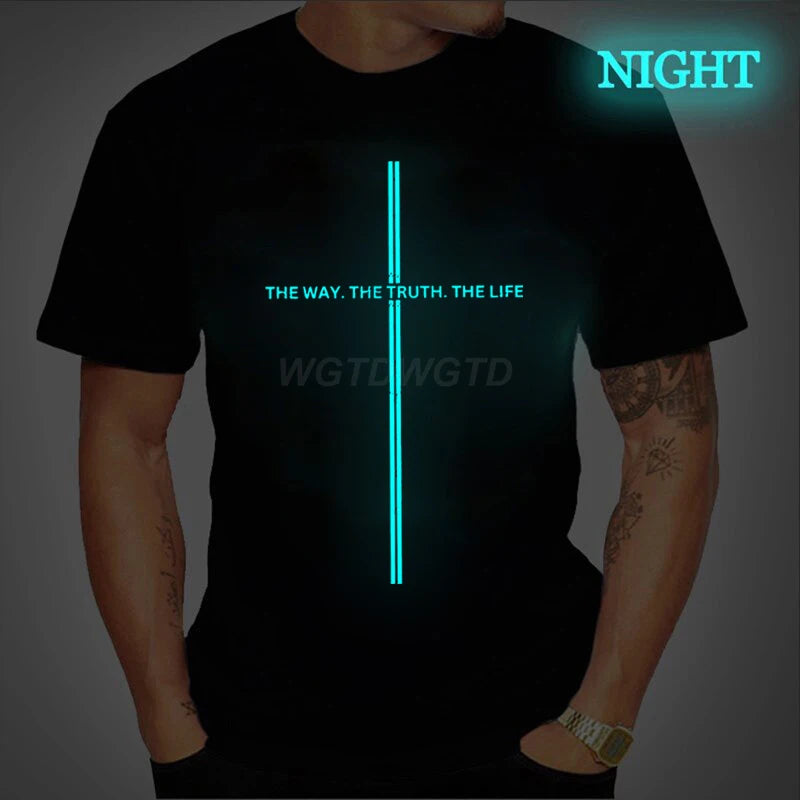 Christianity Jesus Men Women T-Shirts The Way The Truth The Life Luminous Style T-Shirt Unisex Bible Verses Christian Gift Tee