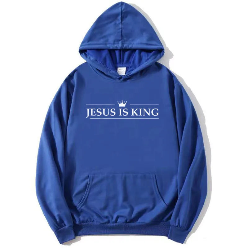 Jesus Is King Hoodie Christian Faith Sweatshirts Gift Man Woman Pullover Tops Streetwear Gift Funny Hooded Letter Printed Outfit