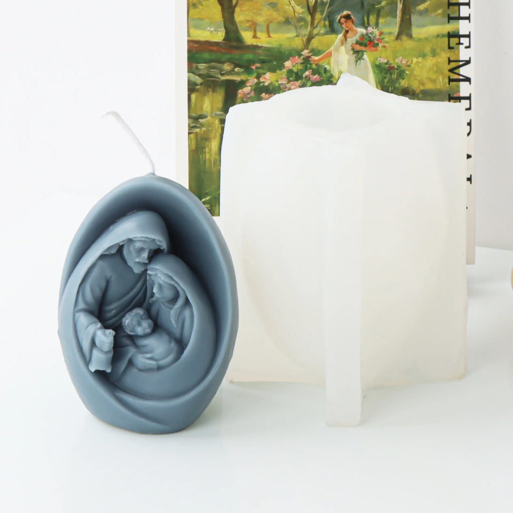 Catholic Holy Family Candle Mold Jesus Virgin Mary Figurine Silicone Mould Handmade 3D Gift Christmas Home Decoration DIY Molds