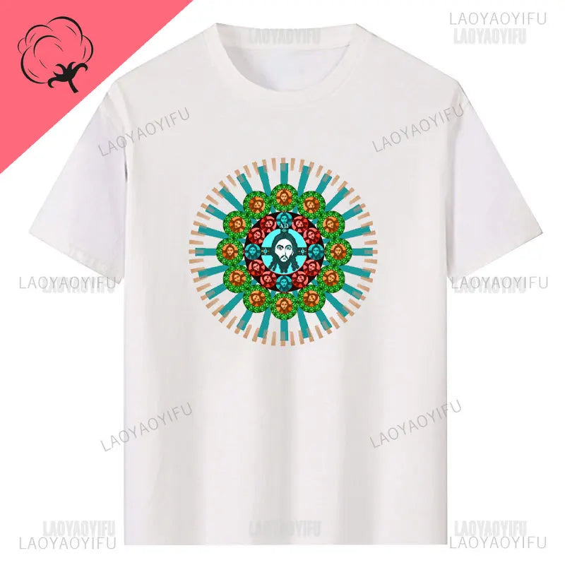 Jesus Christ Pantocrator Icon Sinai Orthodox Christian Man Gift Printed T-Shirt Summer Women Short Sleeve O-Neck Unisex T Shirt