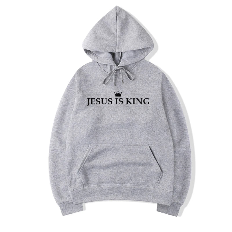 Jesus Is King Hoodie Christian Faith Sweatshirts Gift Man Woman Pullover Tops Streetwear Gift Funny Hooded Letter Printed Outfit