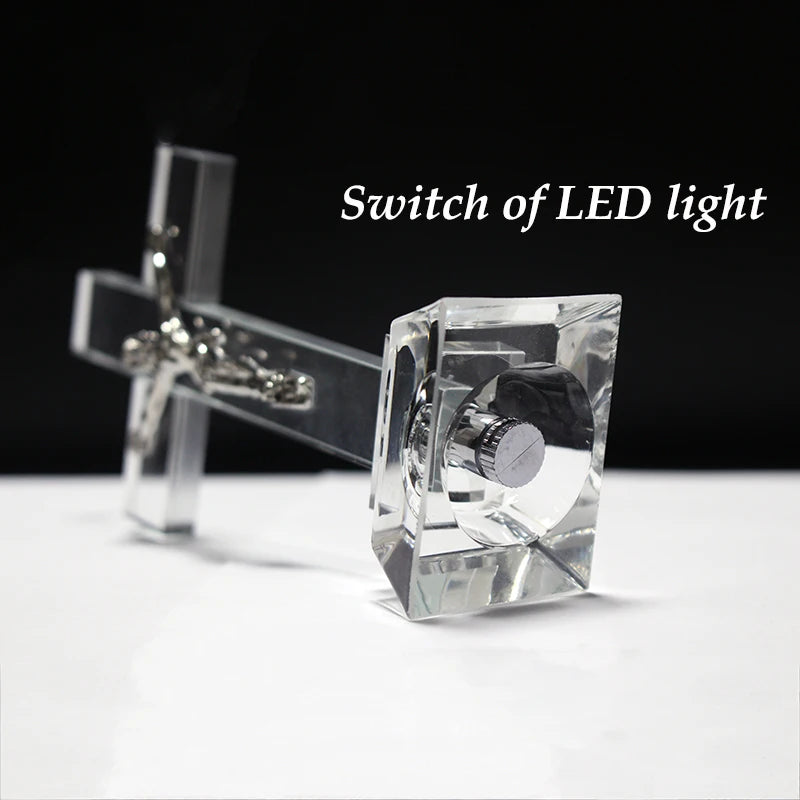 Jesus Cross Statue Christian Crystal Cross Church Ornaments Religious Style Desktop Decoration Creative Figurine Sculpture