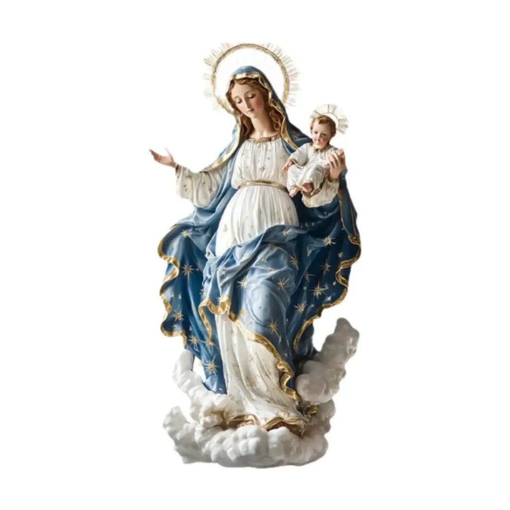 EeChristmas Decor Virgin Mary Statue With Infant Jesus Desktop Nativity Display