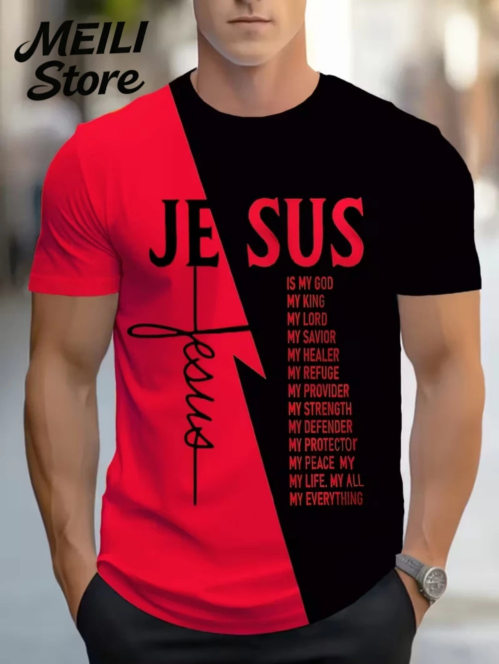 Men's 3D Jesus Print T-Shirt Short Sleeve Casual Crew Neck Praying Hands Design T Shirt for Men New in Oversized Tee Shirt Tops
