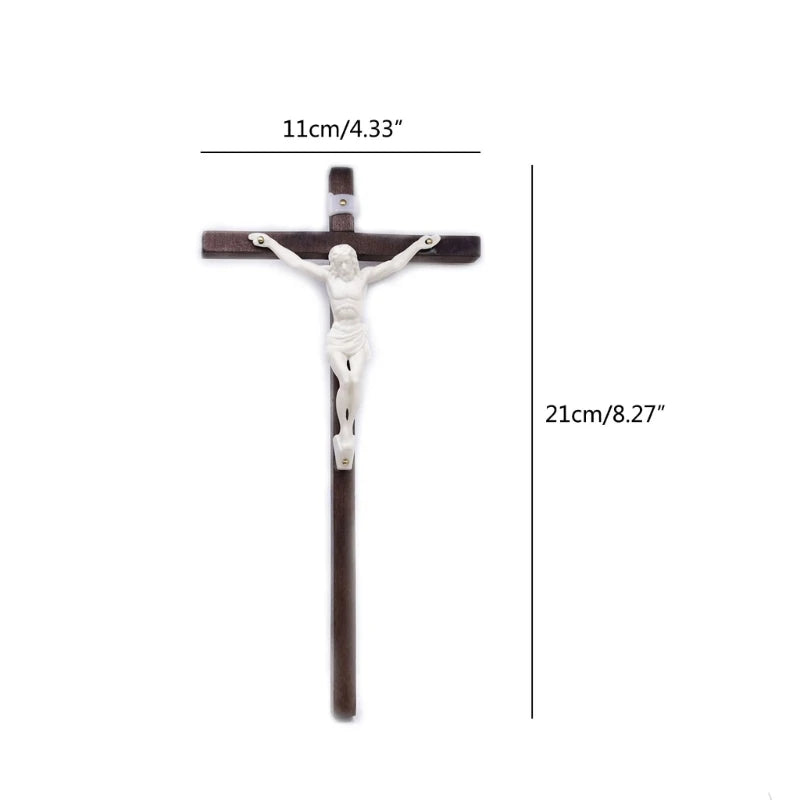 Crucifix Wall Cross Solid Wooden Catholic Cross Decor For Wall Christian Prayer Hand Holding Cross Home Office Decor