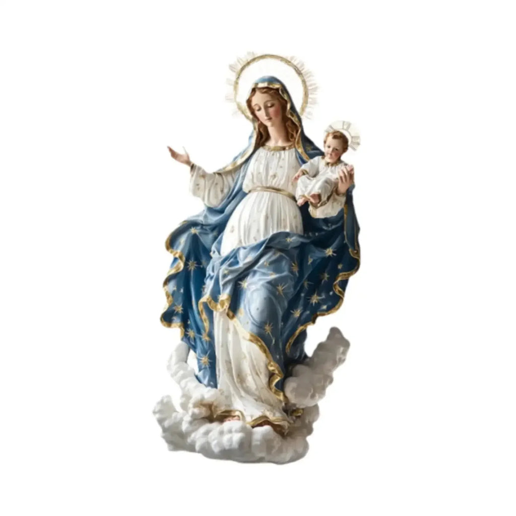 EeChristmas Decor Virgin Mary Statue With Infant Jesus Desktop Nativity Display