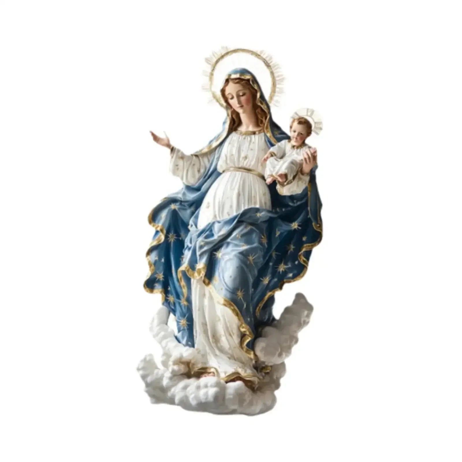 EeChristmas Decor Virgin Mary Statue With Infant Jesus Desktop Nativity Display
