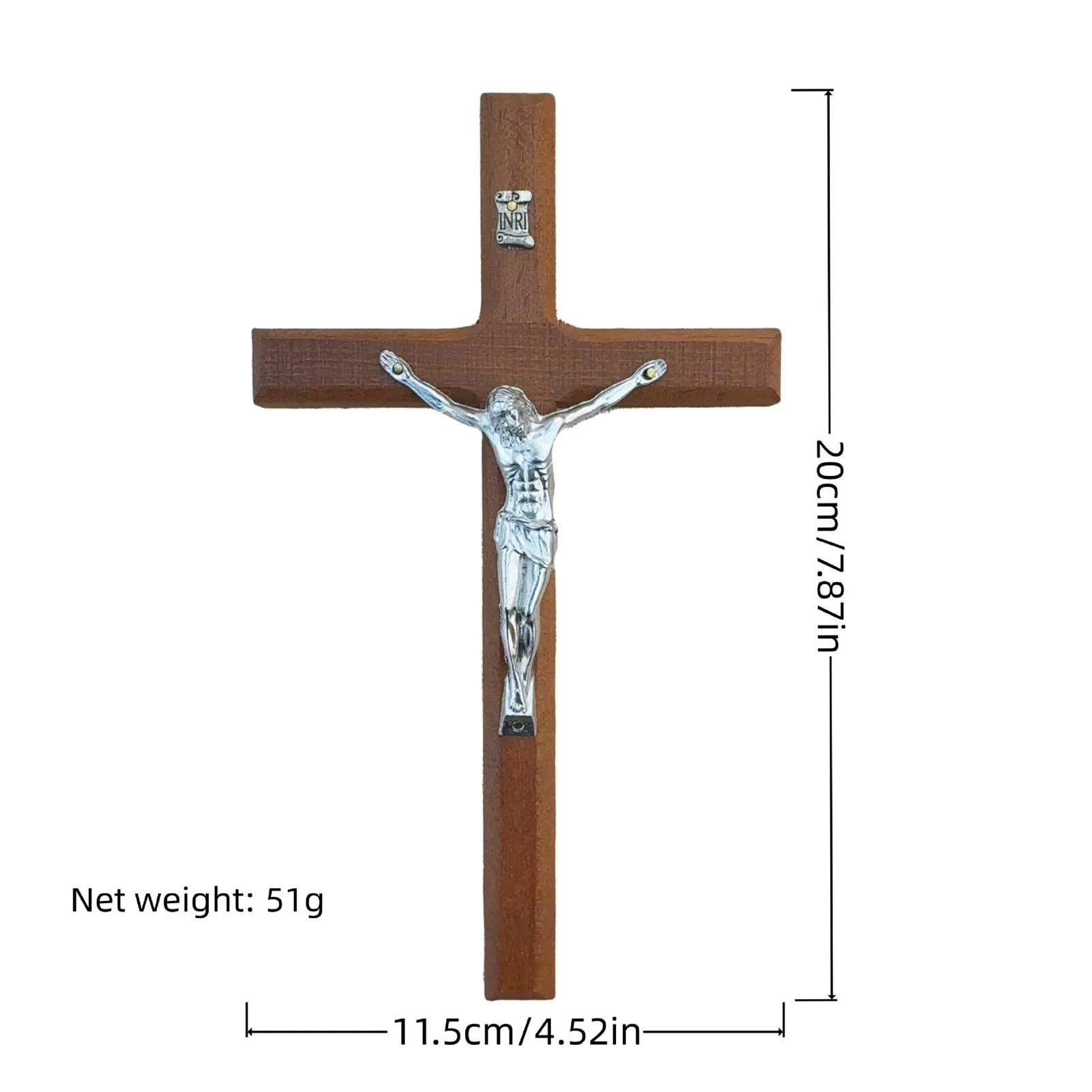 7.8 Inch Wooden Catholic Cross Wall Decor Handcrafted Wood Cross for Home Desktop and Wall Decoration Religious Gift