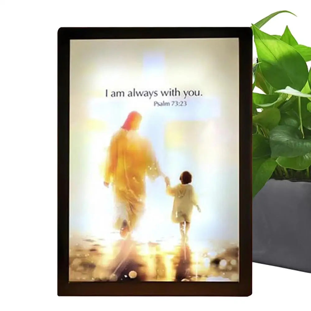 4D Jesus LED Painting Luminwork Jesus Lamp Christian Night Light Decor LED Best Birthday Christian Religious Gifts for Baptism
