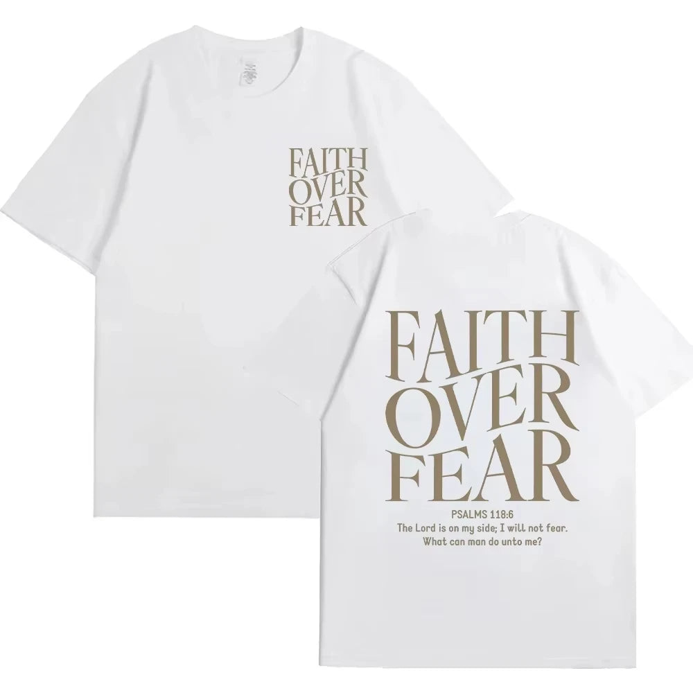 Faith Over Fear Christian Women T-shirts Jesus Fashion Trendy T-shirts Bible Verse Sportwear Aesthetic Clothes men's t-shirts