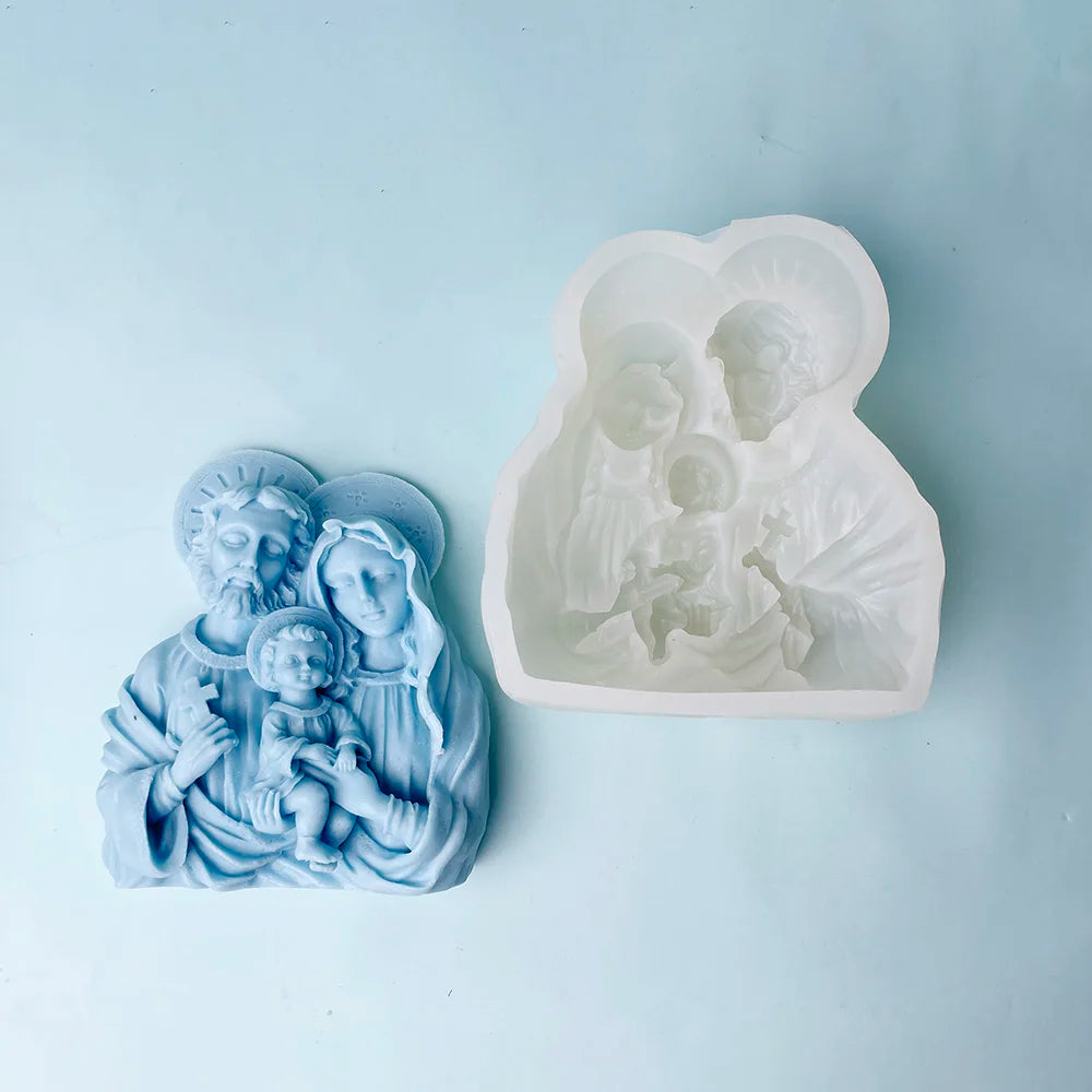 Jesus Family Candle Silicone Mold Religion Virgin Mary Statue Aroma Gypsum Mold DIY Catholic Holy Home Decoration