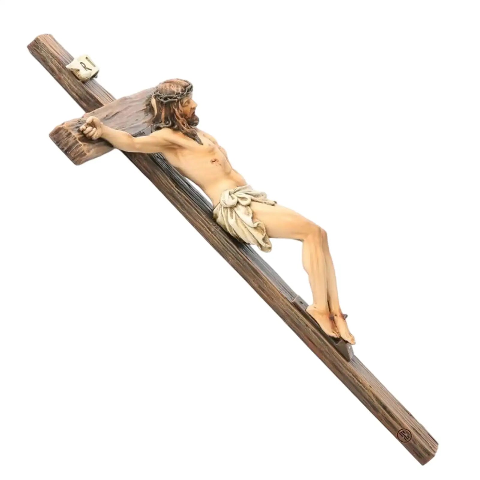 Religious Jesus Cross Crucifix Statue for Christian Home Decors Saint Catholic Figurine Crafts Wall Hanging Ornament