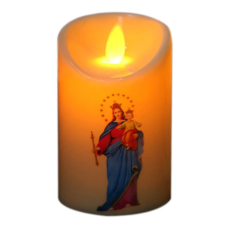 Jesus Christ Candles Lamp LED Tealight Romantic Pillar Light Battery Operated Creative Flameless Electronic Candle candles home