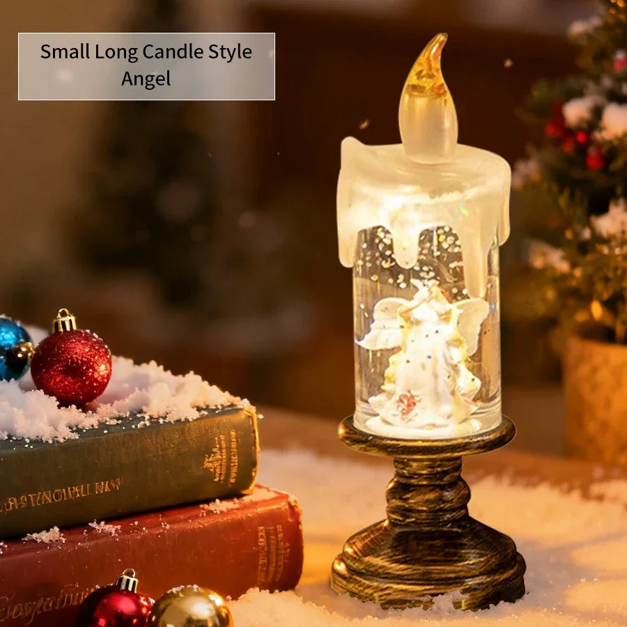 Creative Flameless LED Candle Light Christmas Room Decoration Candle Light Gift Battery Powered Candlestick Lamp Ornaments Light