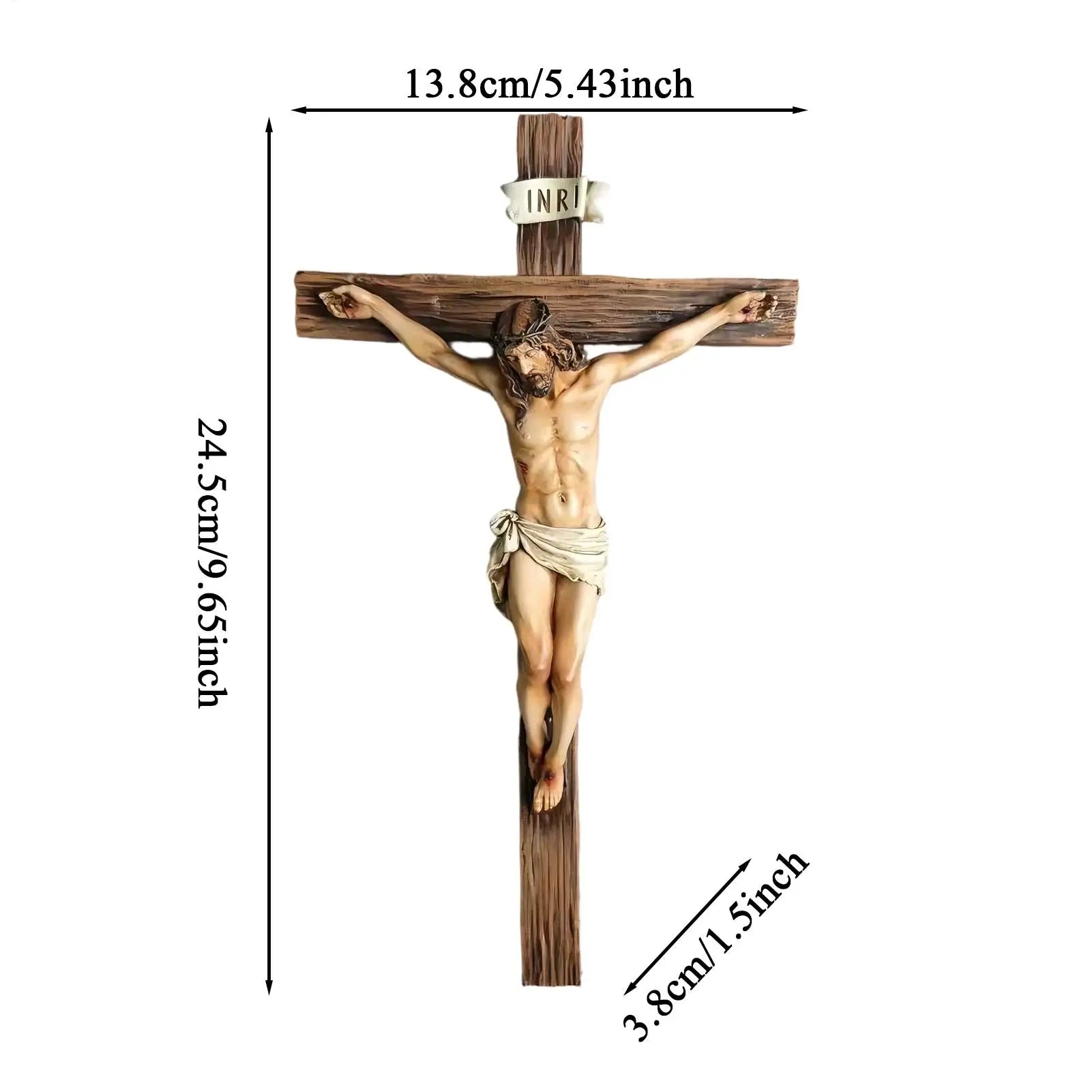 9.6" Christian Gift Religious Jesus Cross Crucifix Statue Resin Saint Catholic Figurine Crafts Wall Hanging Ornament