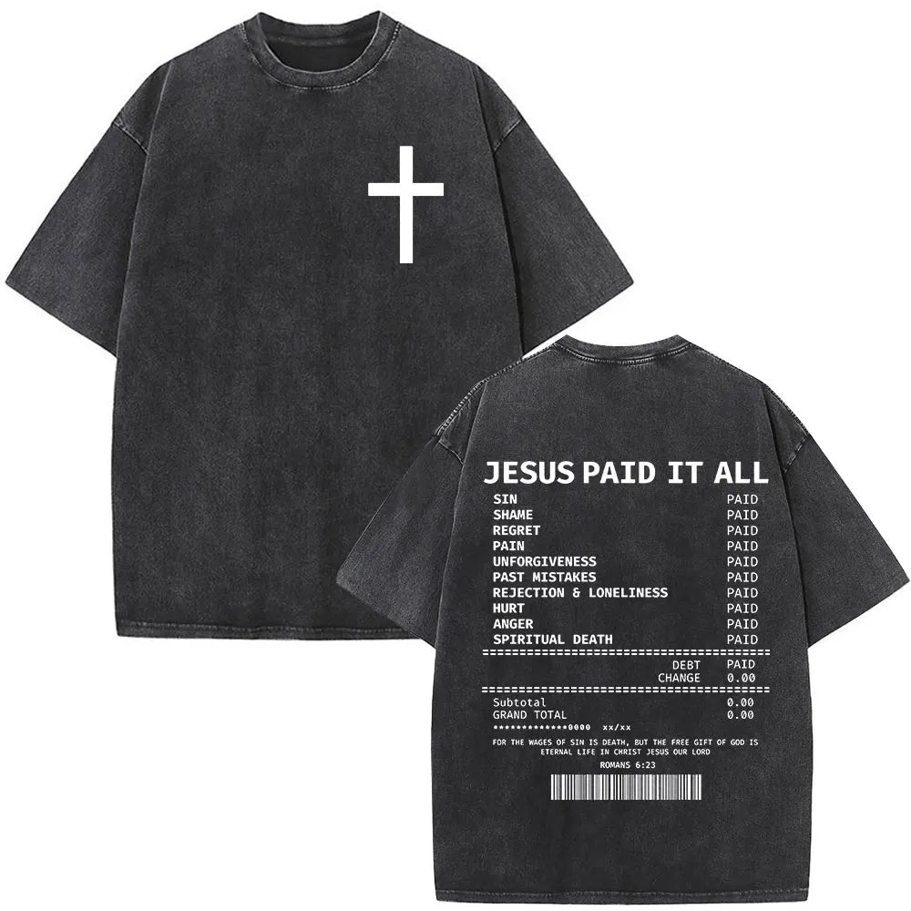 Jesus Is King Christian Graphic Vintage Washed T Shirt Fashion Hip Hop Short Sleeve T-shirts Men Women Cotton Casual T-shirt Top