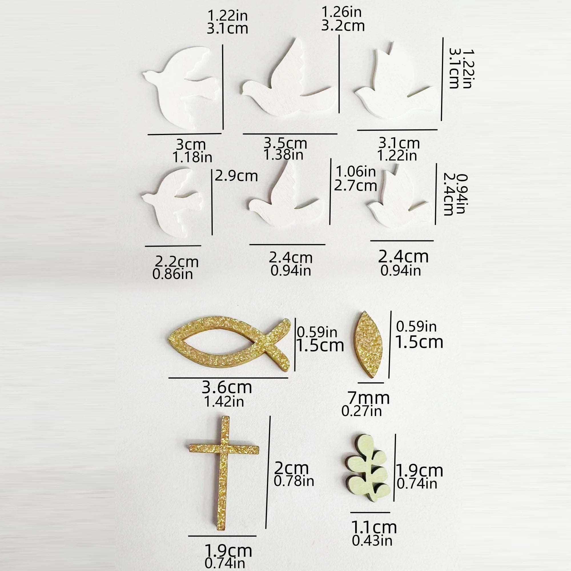 Religious Party Decor Set First Communion Baptism Hanging Swirls & Wooden Confetti Cross Dove Star for Christian Party Supplies