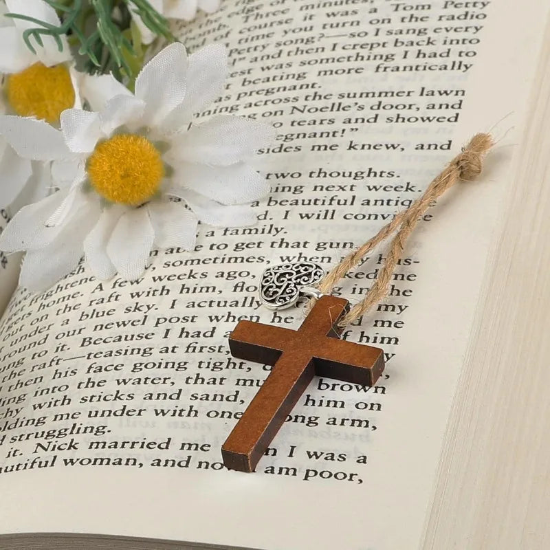 12 Set Cross Christian Party Favors Wooden Pocket Cross Charm Christian Religious Gifts Faith Based Comfort Baptism Gift