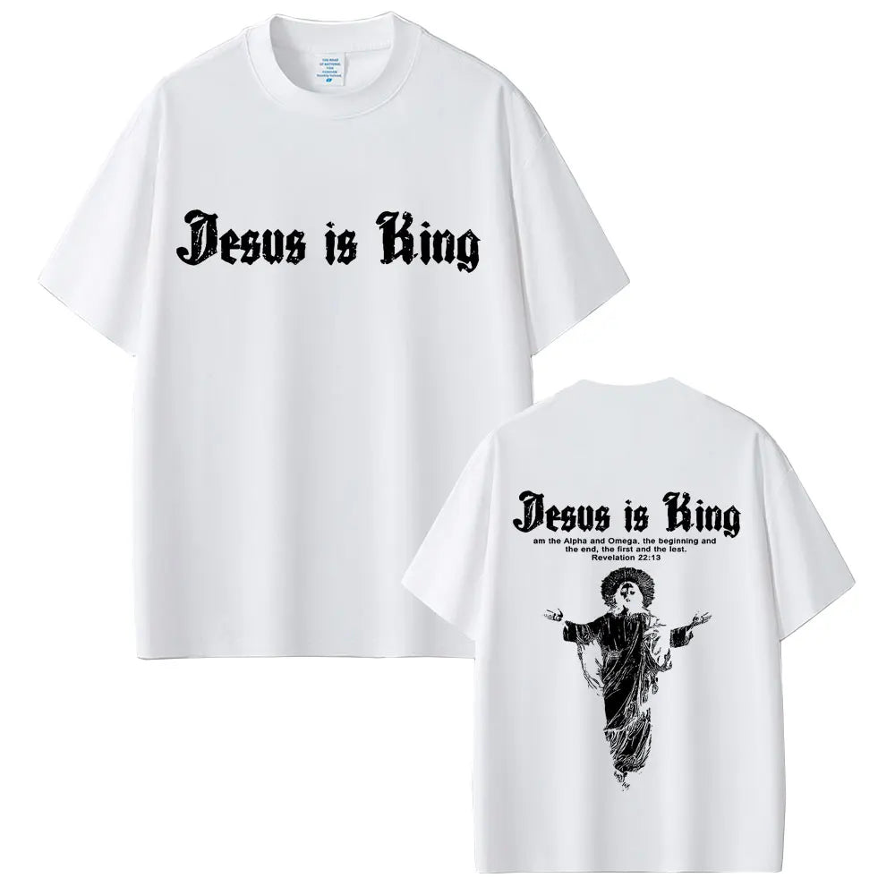 Jesus Is King Graphic T-shirt Christian Religious Short Sleeve T-shirts Summer Men Women Fashion Gothic Rock T Shirt Streetwear
