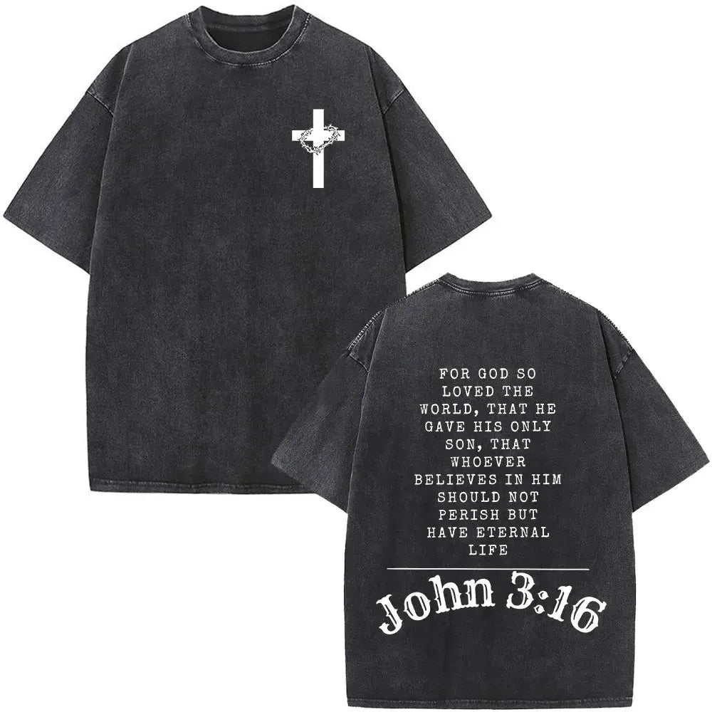 Jesus Is King Christian Graphic Vintage Washed T Shirt Fashion Hip Hop Short Sleeve T-shirts Men Women Cotton Casual T-shirt Top