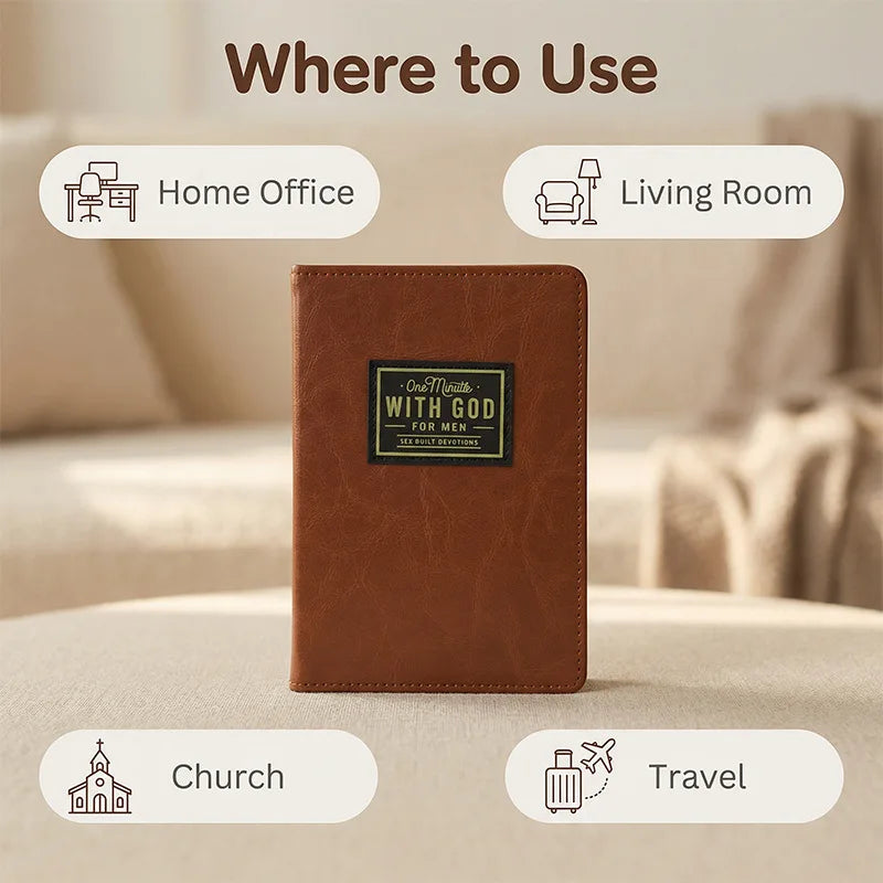 One Minute with God for Men Leather Prayer Journal 365 Daily Devotions Bible Study Diary Christian Gift