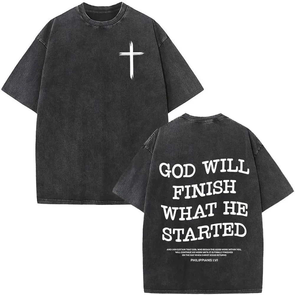 Jesus Is King Christian Graphic Vintage Washed T Shirt Fashion Hip Hop Short Sleeve T-shirts Men Women Cotton Casual T-shirt Top