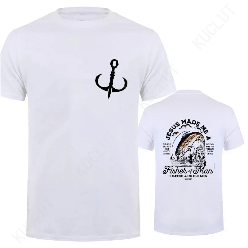 Christian Shirts for Men Christian T Shirts Fisher of Men TShirts Gift for Men Jesus Bible Verse Shirt Dad Birthday Gift Tops