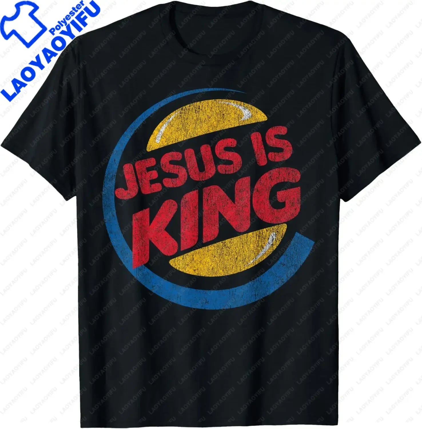 Christian Jesus Is King Design Crown T-Shirt Street Casual Couple Clothes T Shirts for Men Camisetas Streetwear