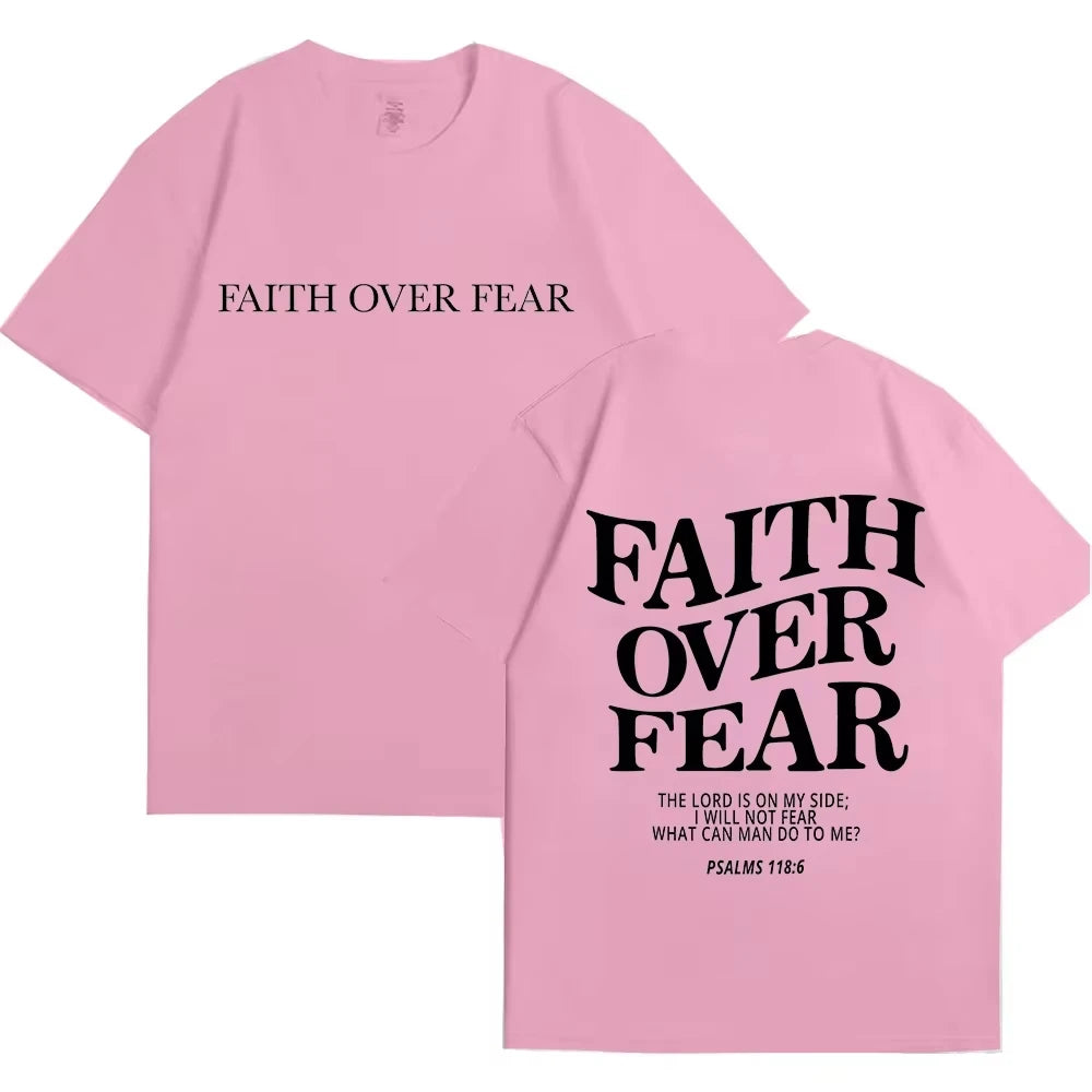Faith Over Fear Christian Women T-shirts Jesus Fashion Trendy T-shirts Bible Verse Sportwear Aesthetic Clothes men's t-shirts