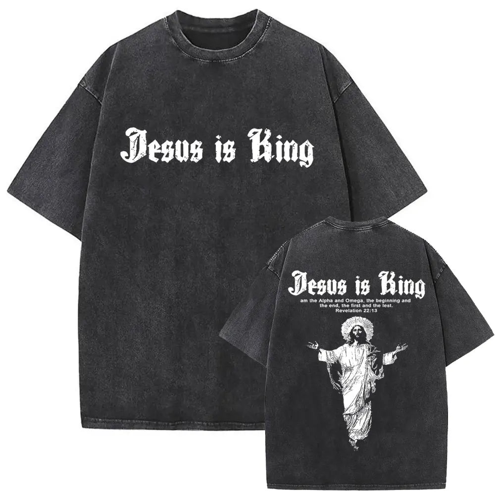 Christian Religious Jesus Forgive Them Father Vintage Washed T-shirt Men Women Gothic Rock Oversized T Shirts Tops Streetwear