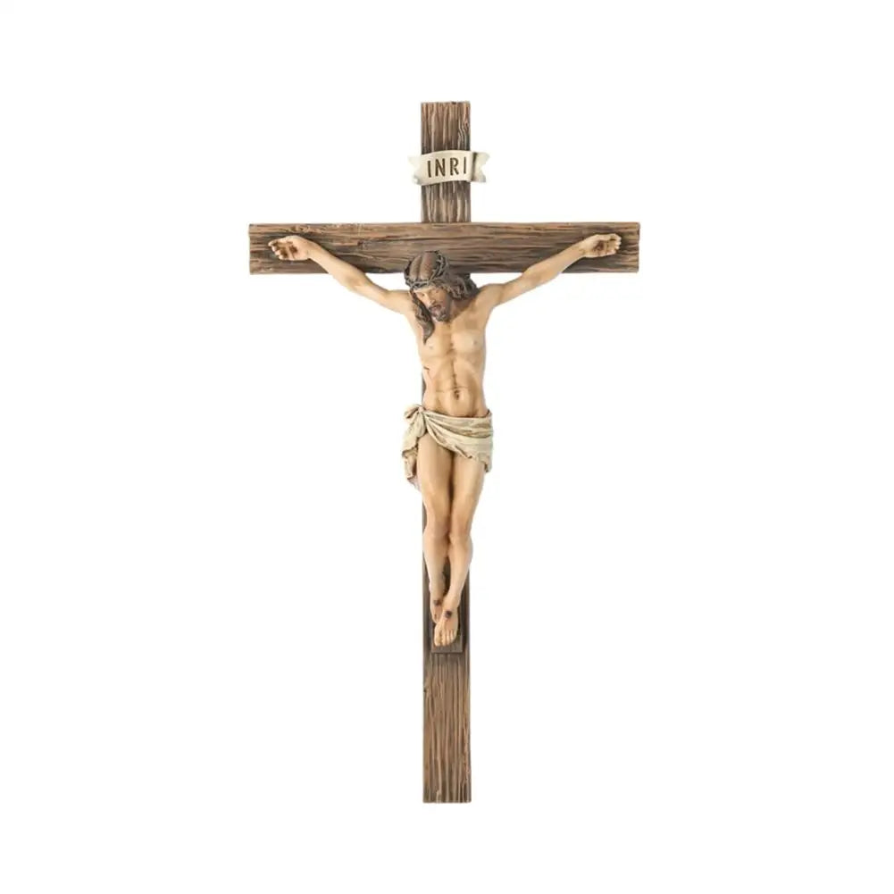 2025 Christian Gift Religious Jesus Cross Crucifix Statue Saint Catholic Figurine Crafts Wall Hanging Ornament for Home Decors