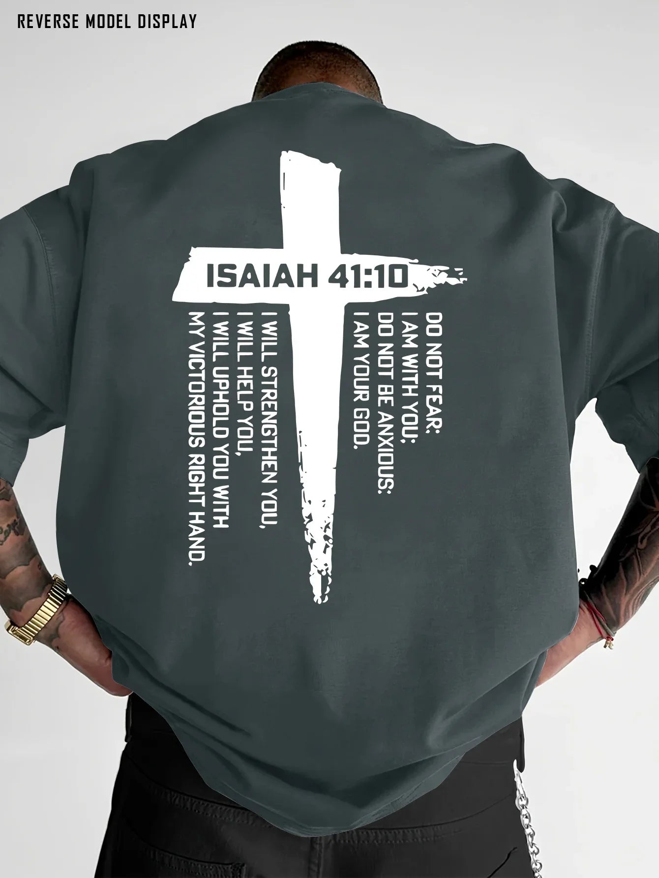 Christian Cross and Bible Verse Graphic Tee for Men Breathable 100% Cotton Perfect for Summer Casual Streetwear Style